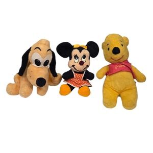 VTG 1960's Walt Disney and Winnie The Pooh Minnie Mouse Pluto Plushes USA Vintag